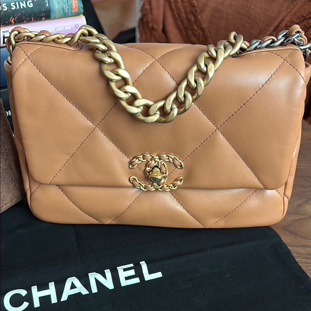 Chanel Caramel Quilted Shoulder Bag with Gold/Ruthenium/Silver Chain